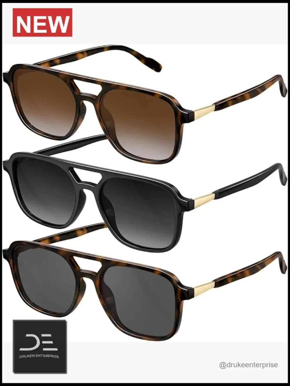 Retro Aviator Sunglasses Polarized Trendy Rectangle UV Protection Unisex